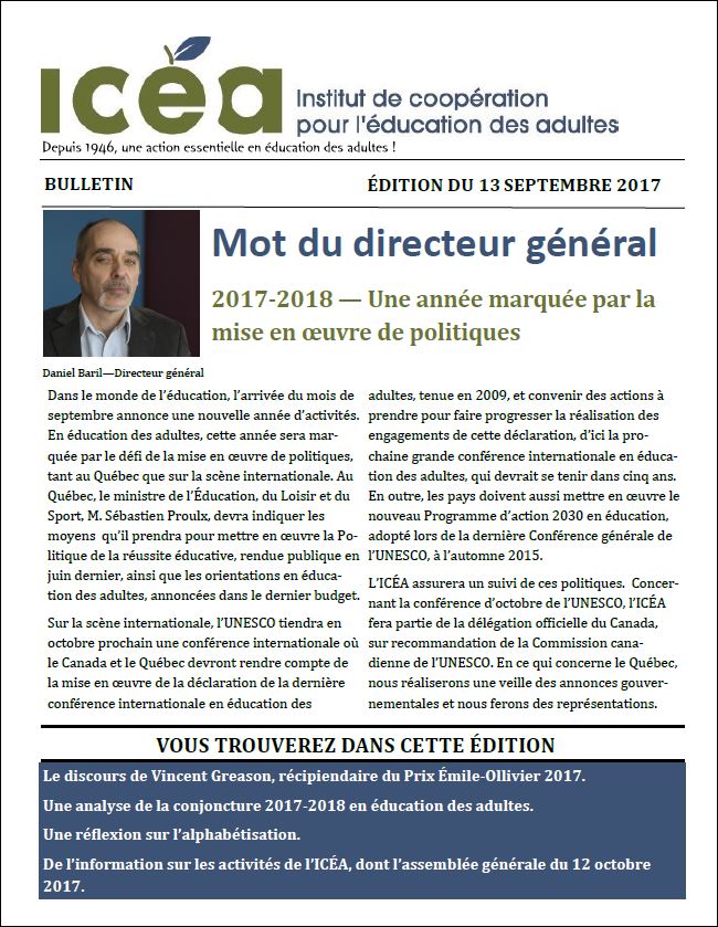 Page couverture du bulletin de l'ICÉA