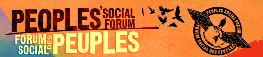 Bannière et logo du Forum social des peuples